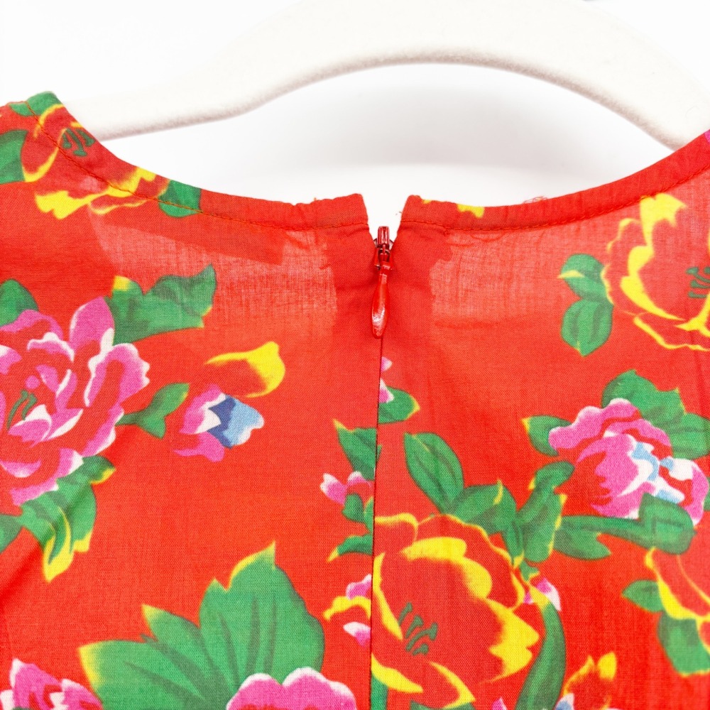 Rhode Women Red Dazzle Floral Ruched Pia Puff Sleeve Romantic Mini Dress Size XS - Picture 7 of 9